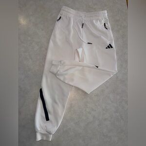 Adidas Z-N-E- Jogger Pants Women's S White Zipper Pocket Elastic Waist EUC